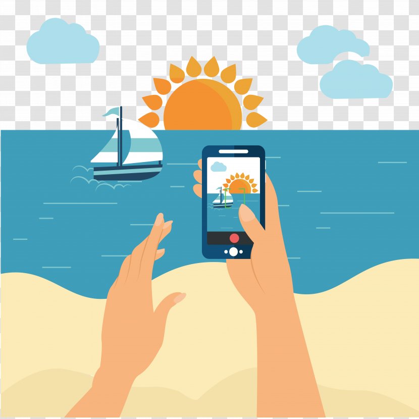 Beach Illustration - Text - Vector Sea View Camera Picture Transparent PNG