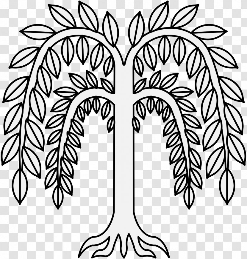 Tree Leaf Drawing Weeping Willow Plant - Monochrome - Trea Transparent PNG