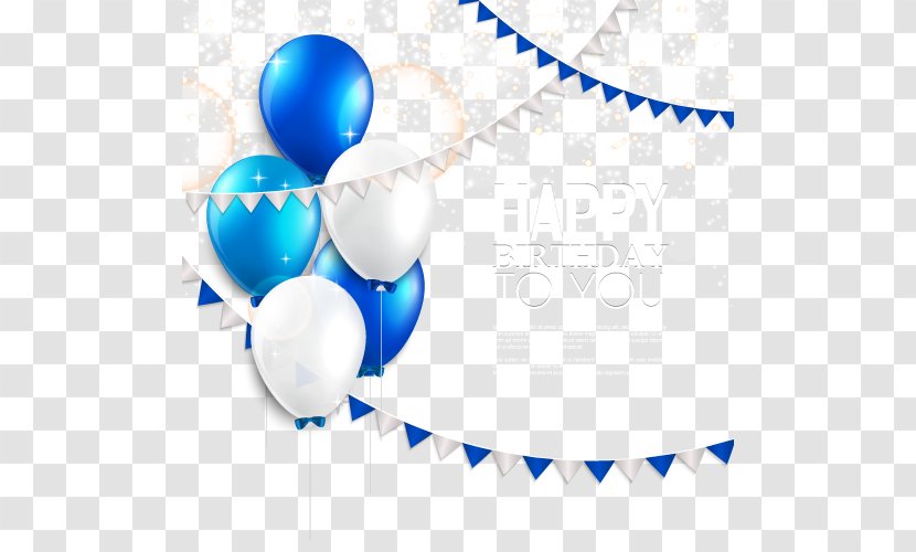 Wedding Invitation Light Balloon Birthday Greeting Card - Text - Beautiful Blue And White Balloons Vector Transparent PNG