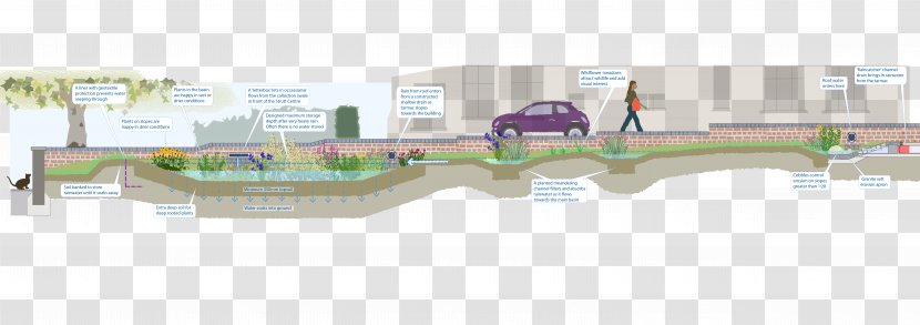 Sustainable Drainage System Swale Rainwater Harvesting Rain Garden - Road - Water Transparent PNG