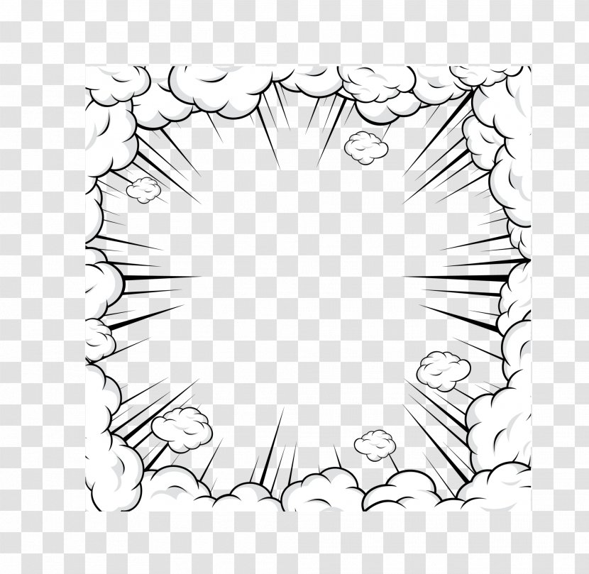 Motion Lines Comics Image Clip Art - Black And White - Utensil Borders Transparent PNG