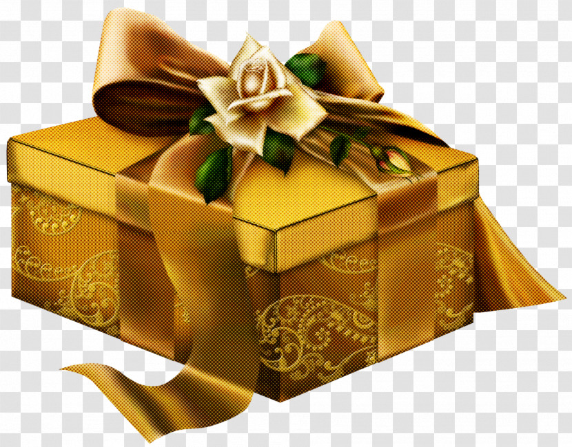 Present Box Gift Wrapping Yellow Ribbon Transparent PNG
