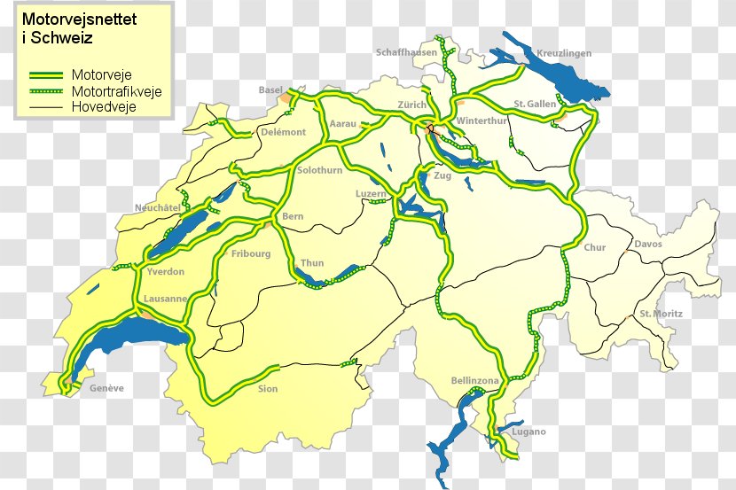 Motorways Of Switzerland World Map Road Transparent PNG