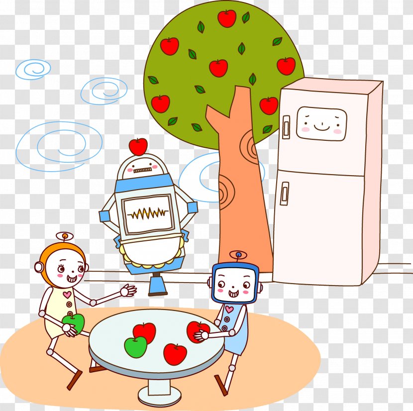 Robot Fruit Tree Clip Art - Designer - A Playing Under Transparent PNG