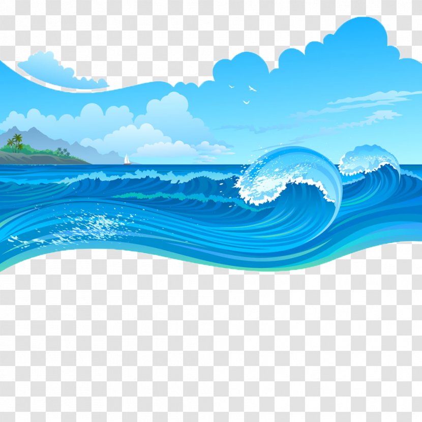 Cartoon Wave - Storm - Sea Storms Transparent PNG