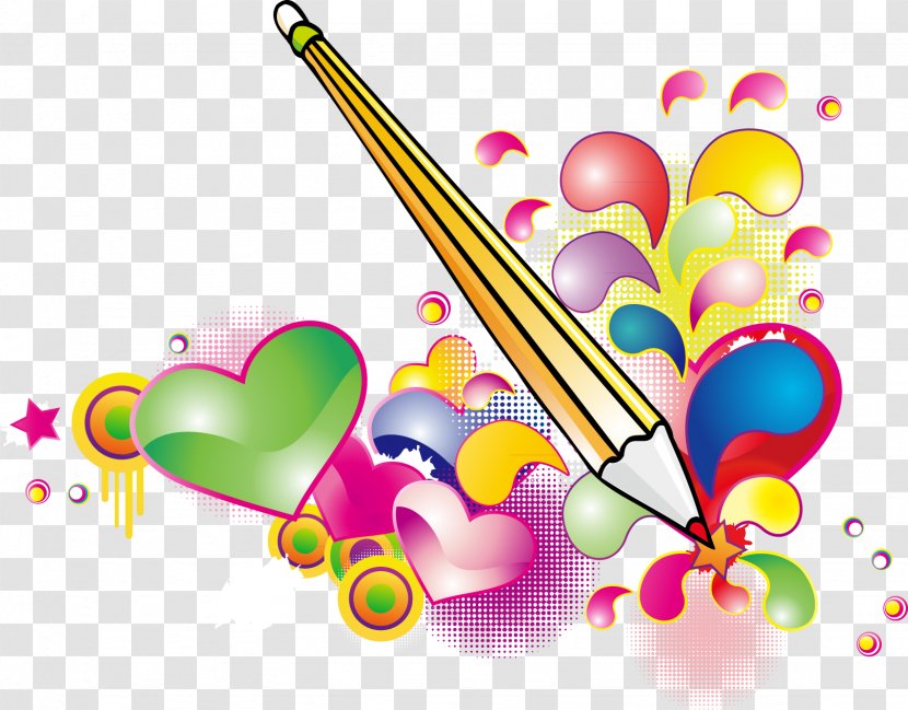 Drawing Painting Graphic Design - Heart - Cartoon Pen And Ornament Transparent PNG
