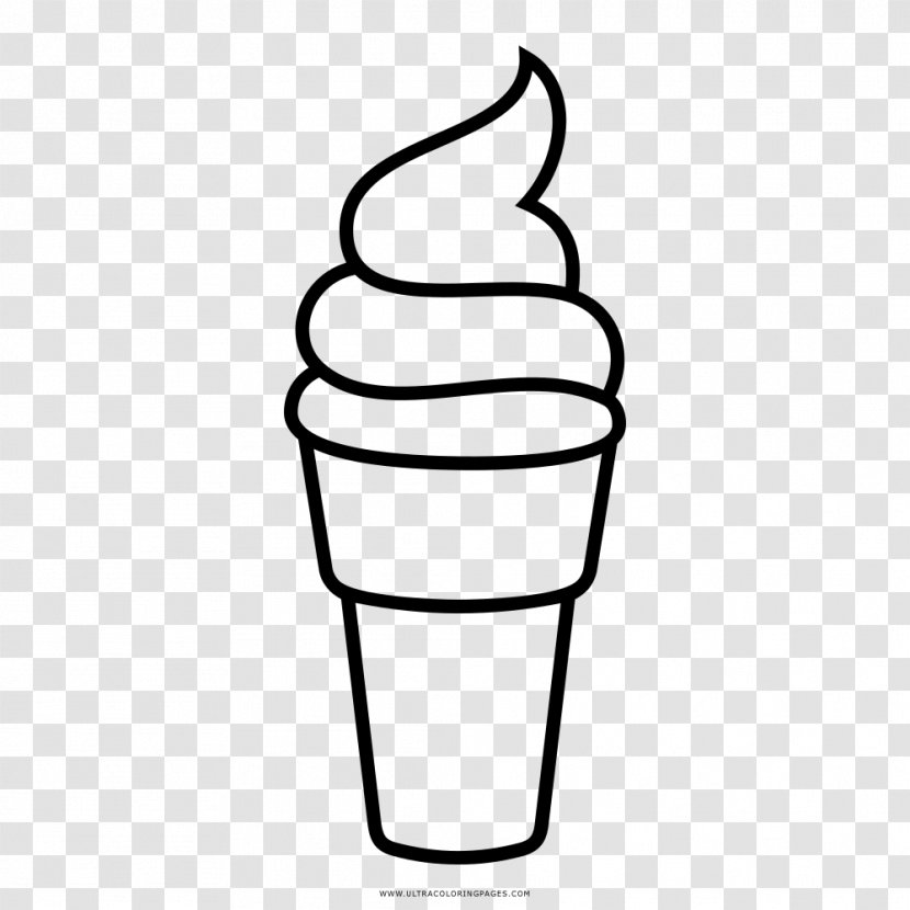 Ice Cream Cones Drawing Coloring Book Black And White - Drinkware Transparent PNG