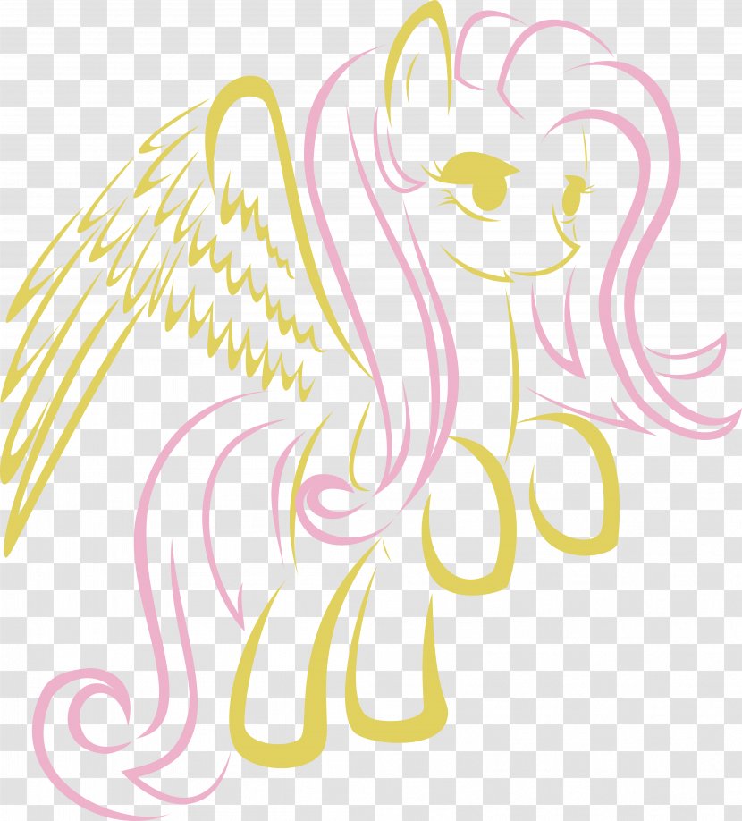 Fluttershy Drawing Horse Line Art - Silhouette - Pegasus Outline Transparent PNG