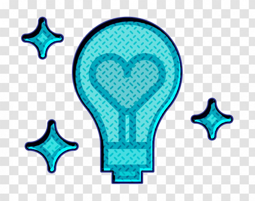 Bulb Icon Heart Stars - Valentines - Symbol Teal Transparent PNG