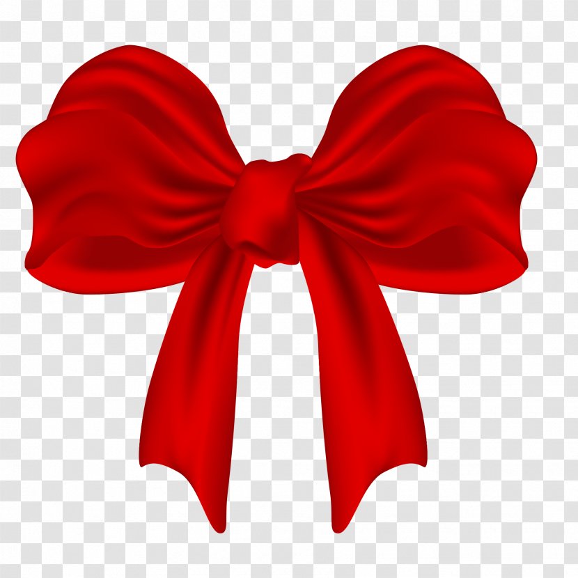 Christmas Illustration - Heart - Red Ribbon Bow Decoration Transparent PNG