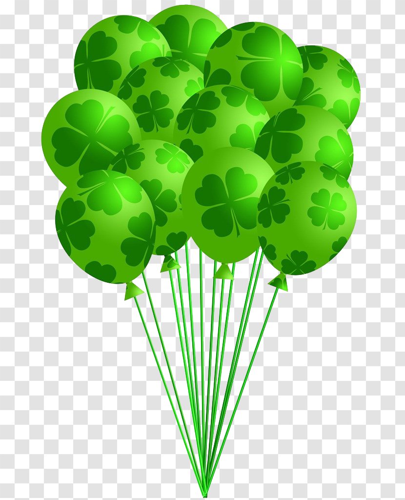 Saint Patrick's Day Shamrock Balloon Clip Art - Leaf - Clover Transparent PNG
