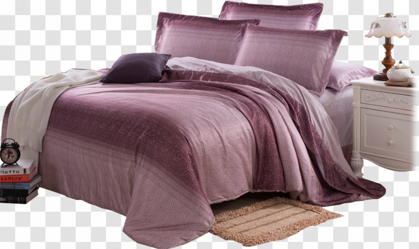 Bed Frame Sheet Mattress Duvet Purple - Textile Transparent PNG