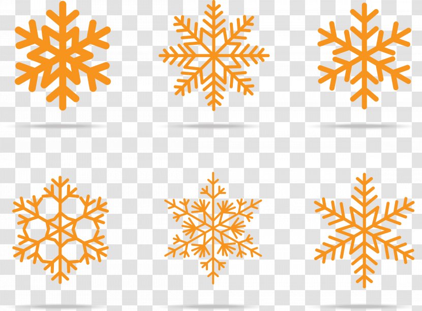 Snowflake Winter Pattern - Orange Snowflakes Transparent PNG