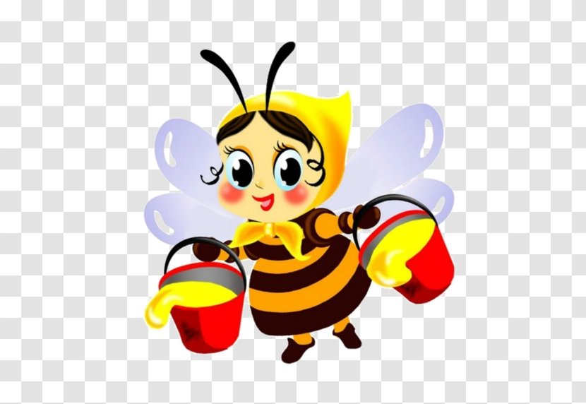 Bee And Wasp Пчела на цветке Drawing Clip Art Transparent PNG