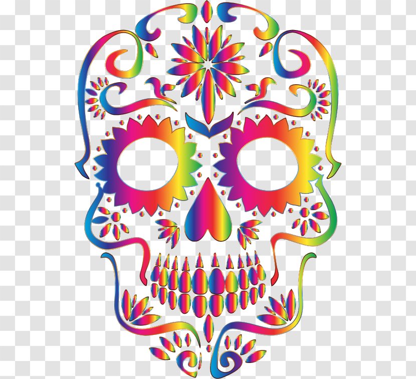 Calavera Mexican Cuisine Day Of The Dead Skull T-shirt - Colorful Background Image Transparent PNG
