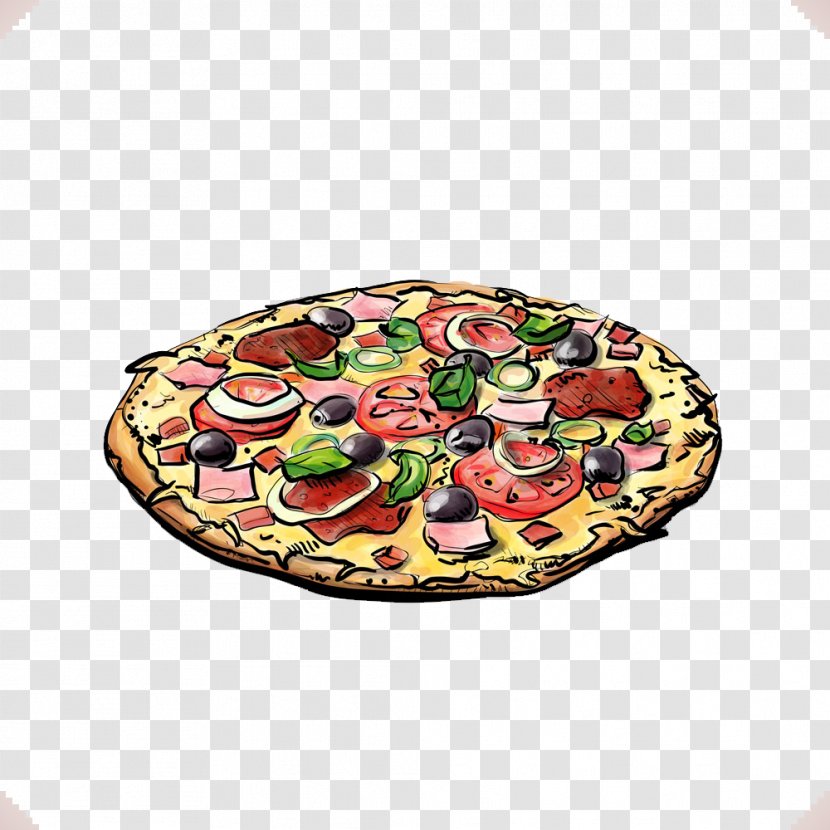 Pizza Hamburger Fast Food European Cuisine - Dish - Hand-painted Transparent PNG