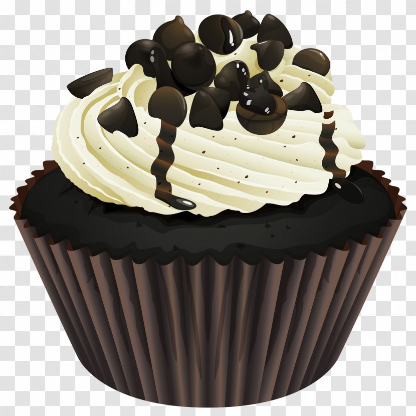 Cupcake Chocolate Cake Icing Devils Food - Whipped Cream - On A Little Transparent PNG