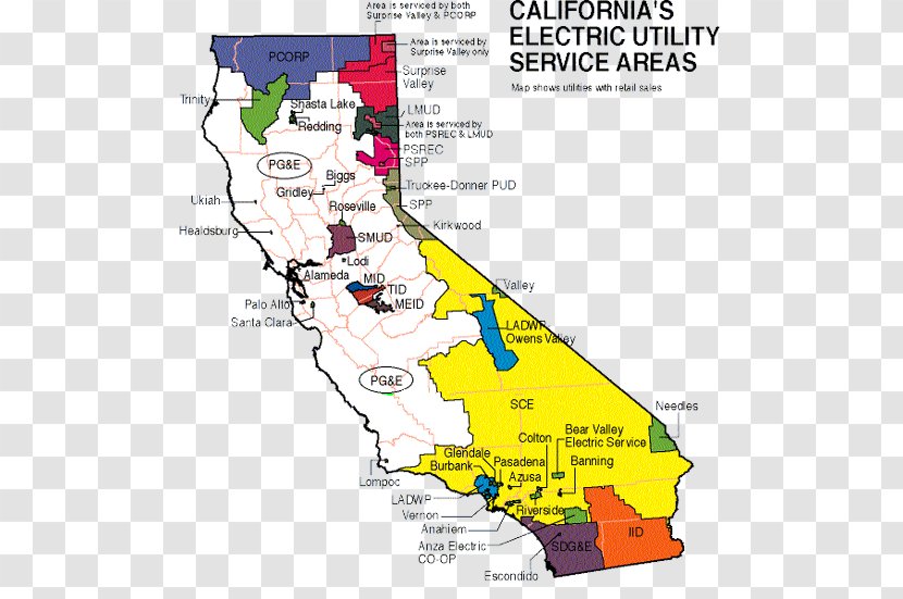 Map California Electric Utility Public Electricity - Cooperative Transparent PNG