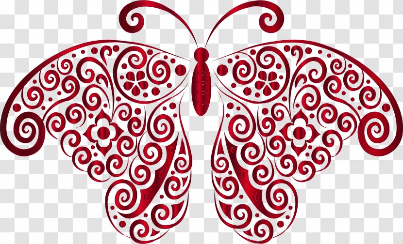 Butterfly Silhouette Clip Art - Red Transparent PNG