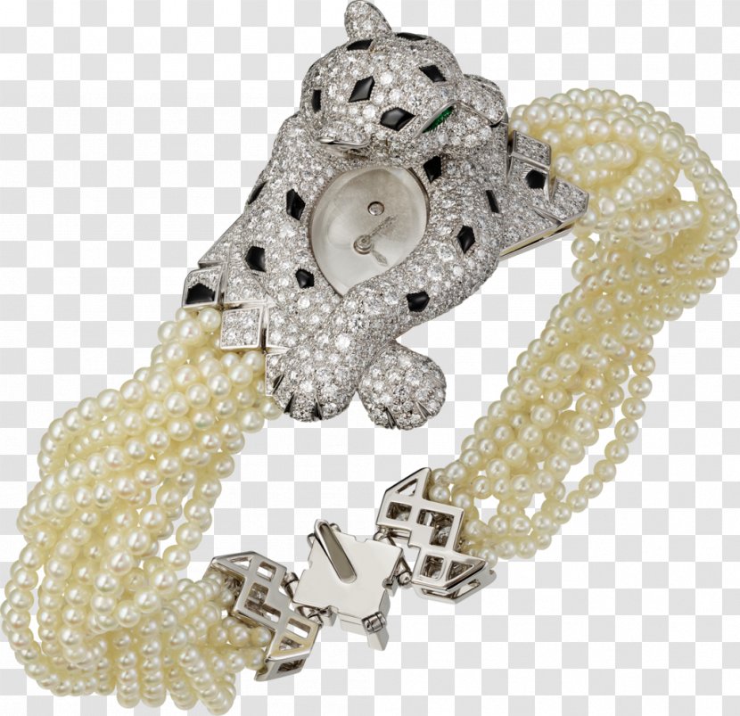 Pearl Cartier Leopard Bracelet Jewellery - Silver Transparent PNG