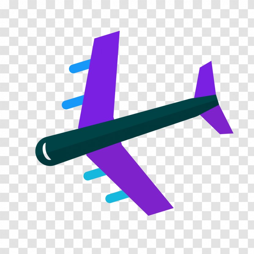 Airplane Cartoon - Purple Transparent PNG