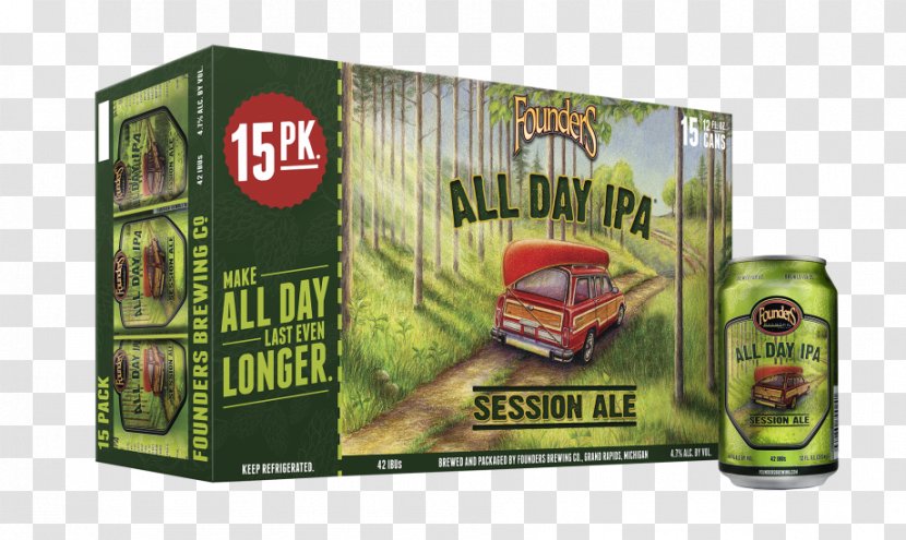 Founders Brewing Company India Pale Ale Founder's All Day IPA Beer - Beverage Can Transparent PNG