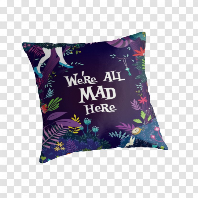 Cushion Throw Pillows Tibetan Silver - Charms Pendants - We Are All Mad Here Transparent PNG