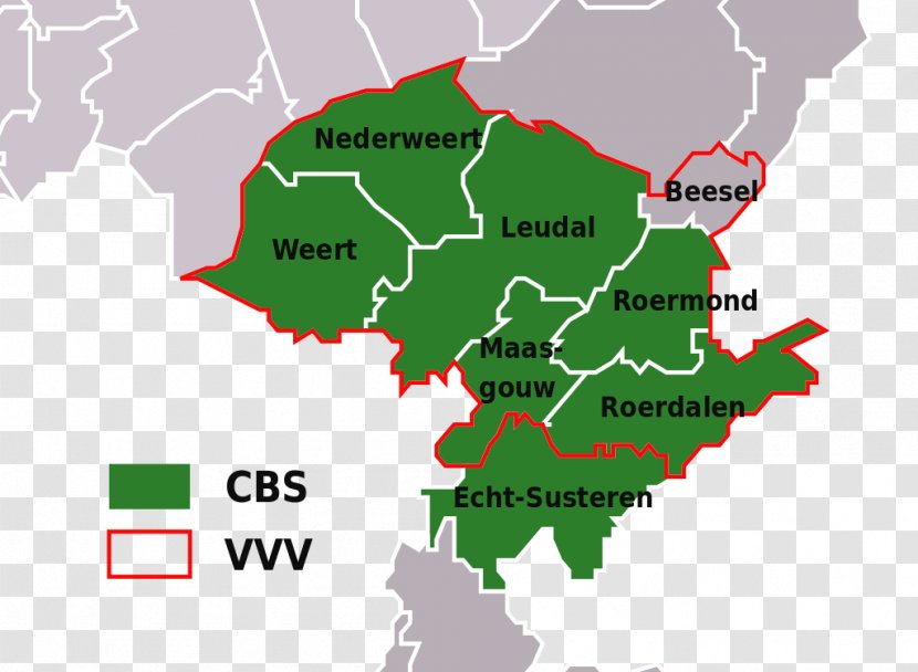 Roermond South Limburg Central Neer Weert - Dutch Municipality - Holland Map Transparent PNG