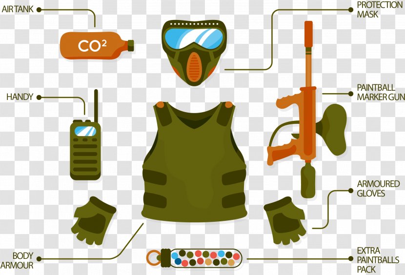 Paintball Equipment Illustration - Vector Weapon Transparent PNG