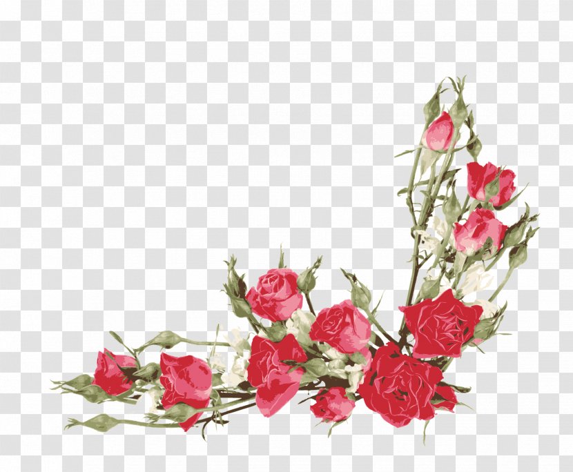 Rose Flower Bouquet Clip Art - Flora - Red Border Transparent PNG