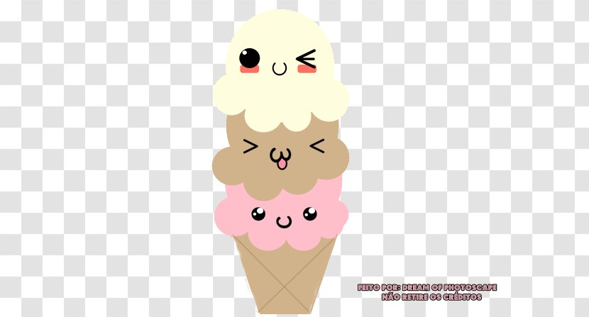 Ice Cream Cones Drawing Cupcake - Photoscape - Kawaii Vector Transparent PNG