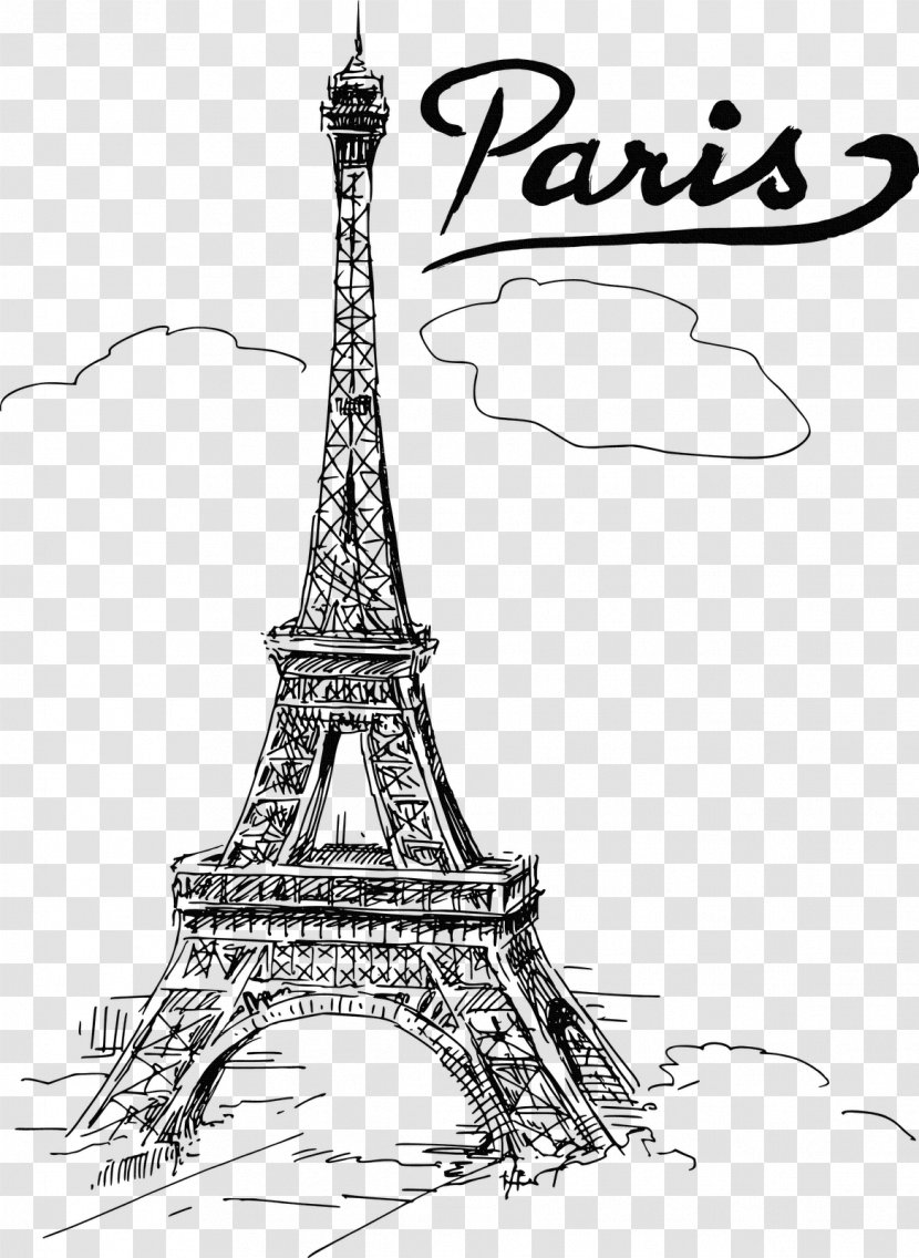Eiffel Tower Drawing Leaning Of Pisa Wall Decal - Tree - Kids Room Transparent PNG
