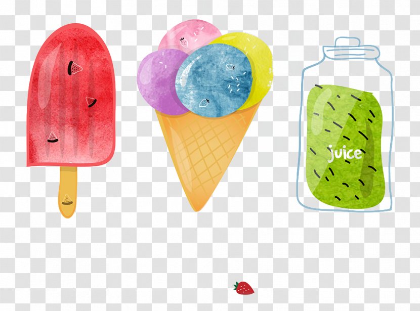 Ice Cream Juice Pop - Cone Painted Popsicle Transparent PNG
