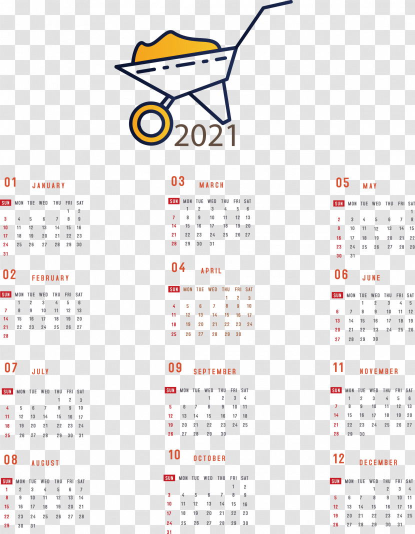 Printable 2021 Yearly Calendar 2021 Yearly Calendar Transparent PNG