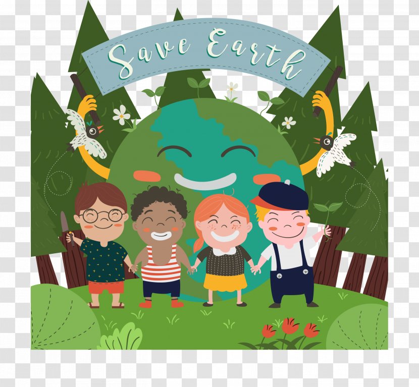 Earth Cartoon Illustration - Tree - Happy Children Transparent PNG