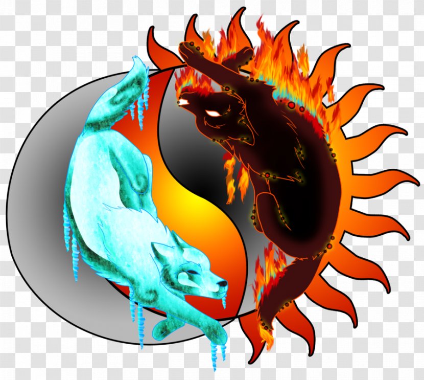 Gray Wolf Drawing Fire Dragon - Werewolf - Ice And Transparent PNG