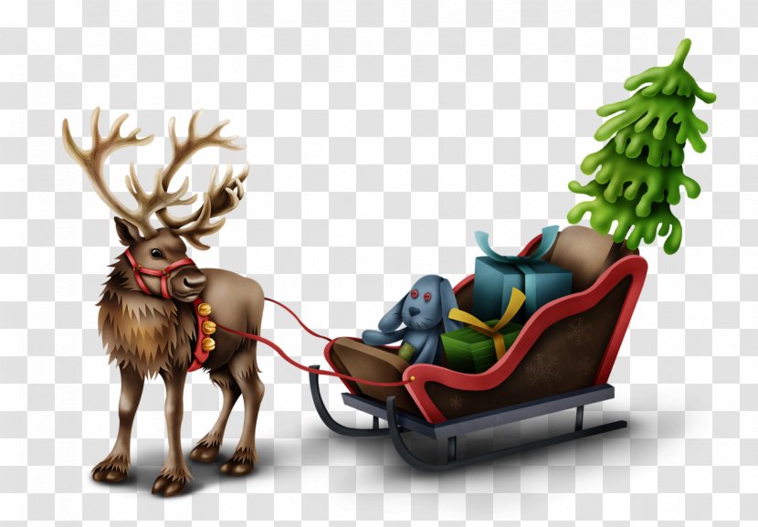 Reindeer Christmas Ornament Santa Claus - Sled Transparent PNG