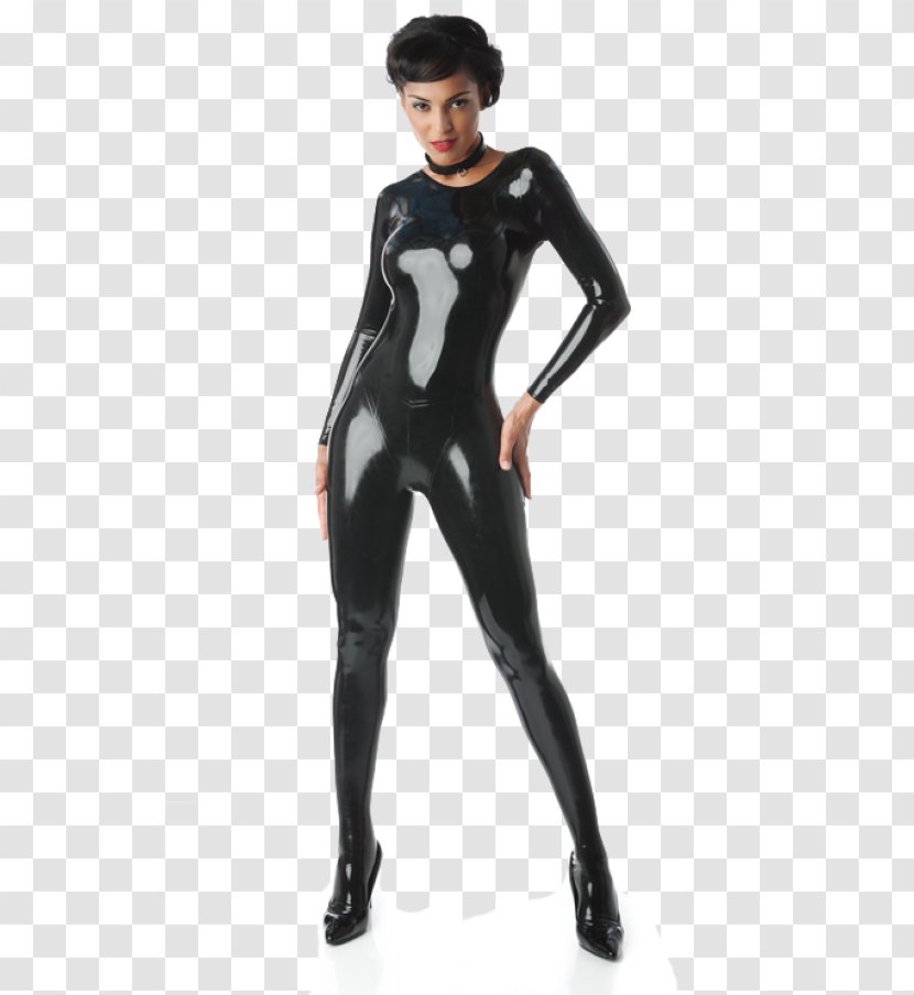 Latex Zentai Catsuit Tights Bodysuit - Silhouette - Zipper Transparent PNG