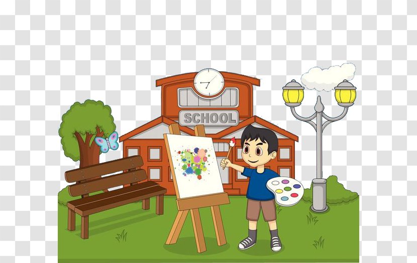 Painting Drawing Canvas Illustration - A Child Sketching Outdoors Transparent PNG