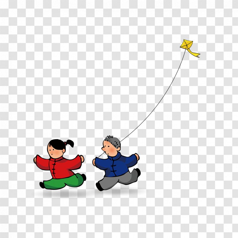 Child Cartoon - Watercolor - Hand-painted Children Flying Kites Transparent PNG
