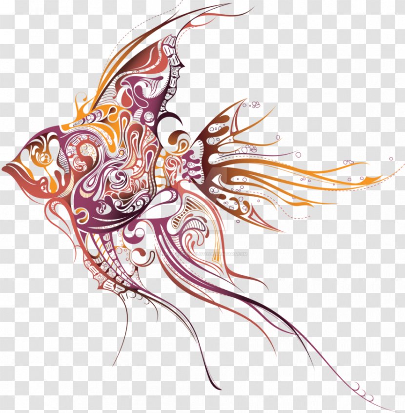 Angelfish Art Drawing - Vertebrate - Jellyfish Transparent PNG