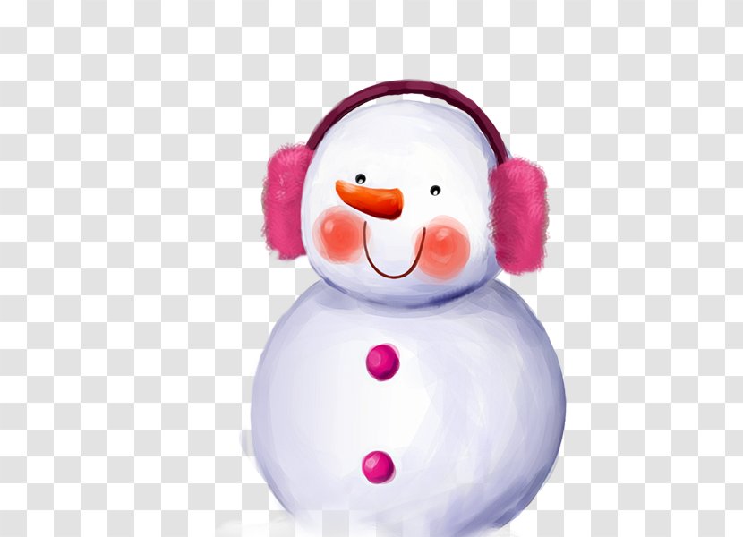 Cute Snowman Wallpaper - Snow Scene Wearing Headphones Transparent PNG