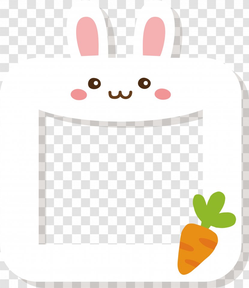 European Rabbit Clip Art - White Frame Design Transparent PNG