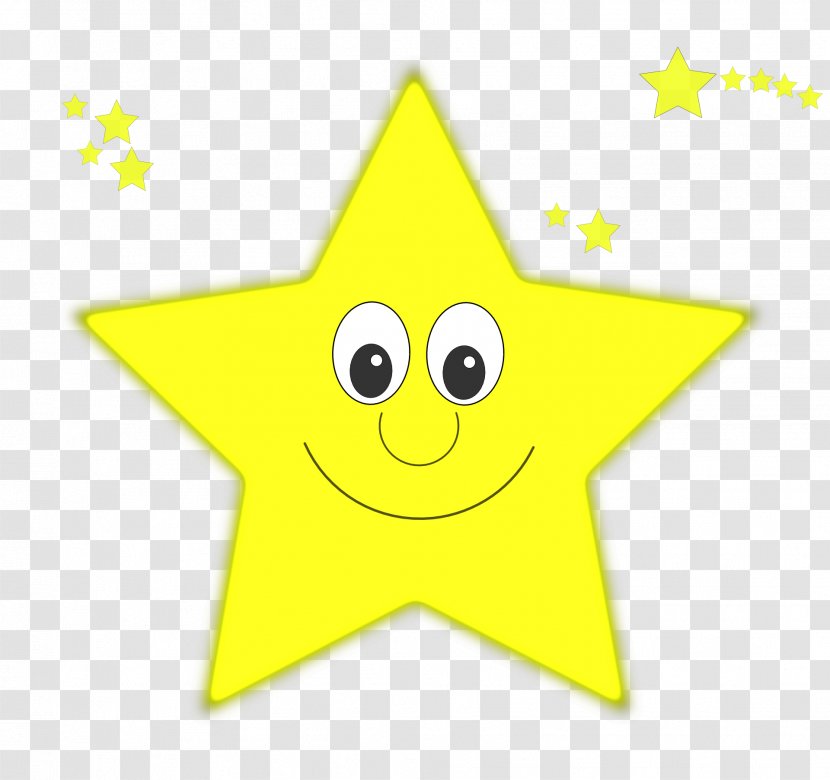 Smiley Yellow Cartoon Area Font - Emoticon - Five-pointed Star Transparent PNG