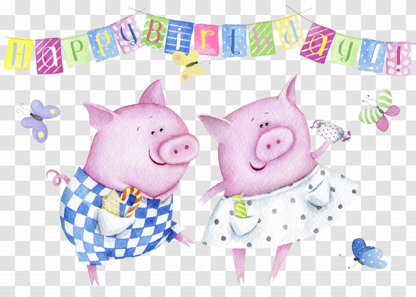 Domestic Pig Wedding Invitation Birthday Greeting Card Illustration - Cartoon Transparent PNG