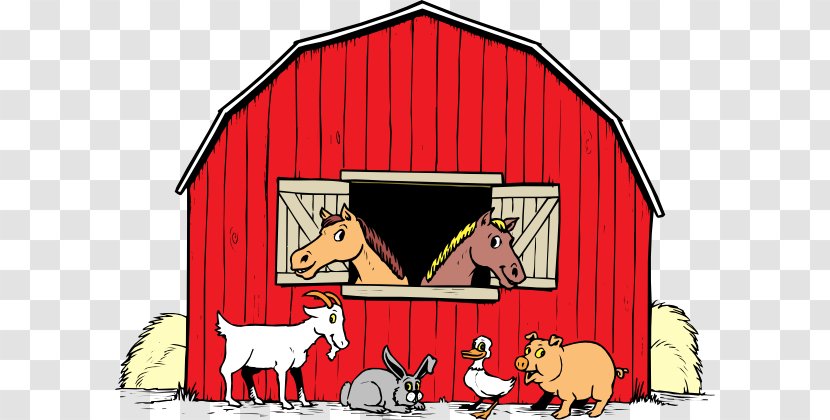 Black And White Farm Barn Clip Art - Red - Barnyard Cliparts Transparent PNG