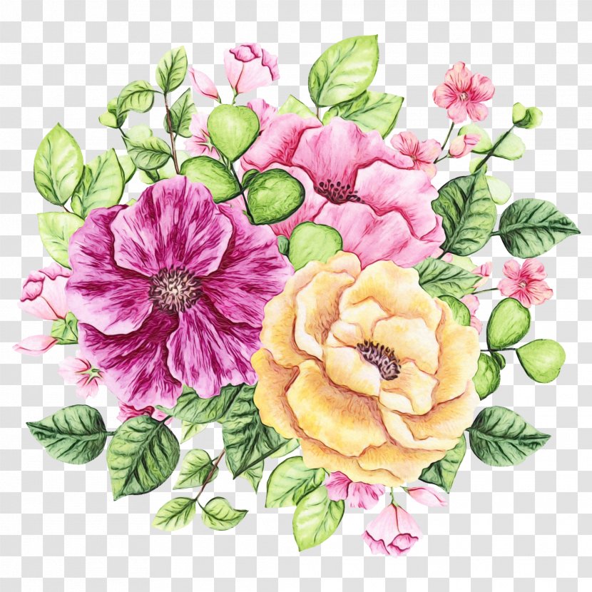 Watercolor Floral Background - Cut Flowers - Camellia Bouquet Transparent PNG