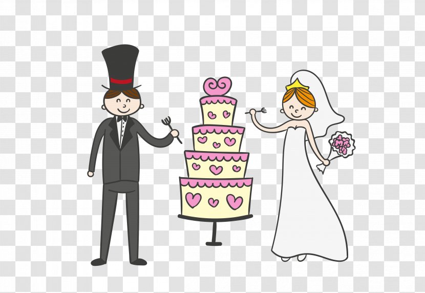 Wedding Cake Invitation Bridegroom - Fictional Character - Vector Simple Color Sina Bride Pattern Transparent PNG