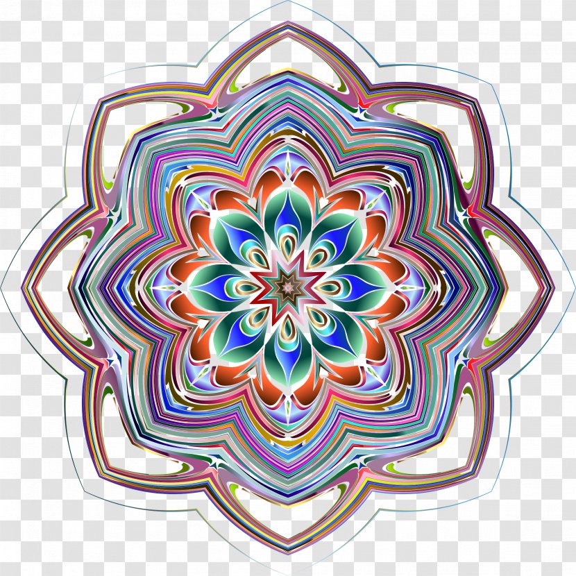 Symmetry Kaleidoscope Line Pattern - Blossoms Transparent PNG
