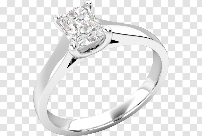 Wedding Ring Silver Product Design Jewellery - Radiant Cut Diamond Settings Transparent PNG